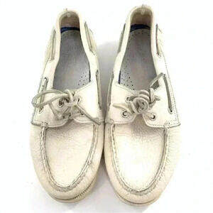 Sperry mens size 9 white leather lace up boat shoes